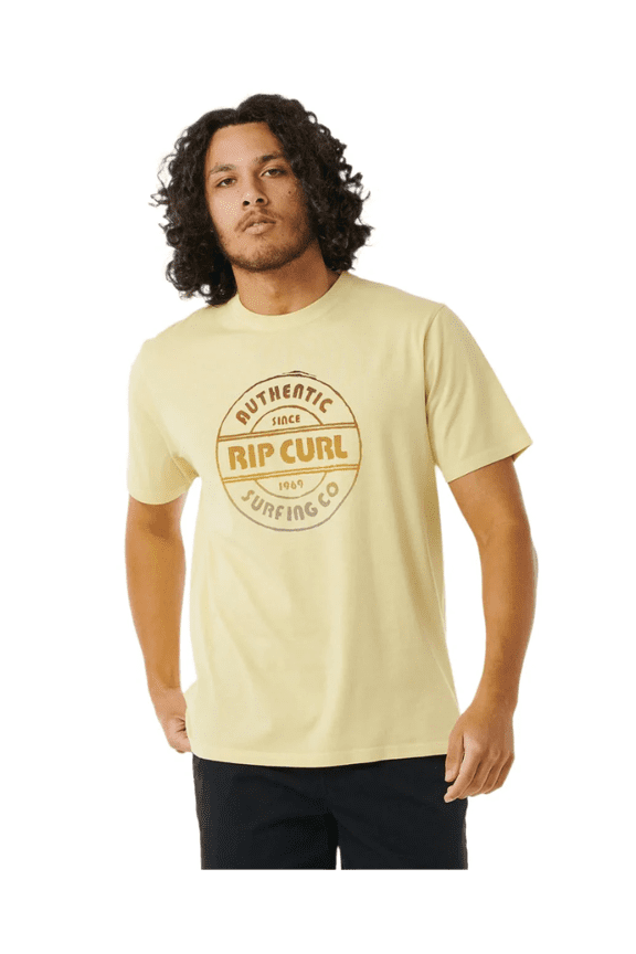 VINTAGE YELLOW Men's Surf Revival Stamp T-Shirt, US Small