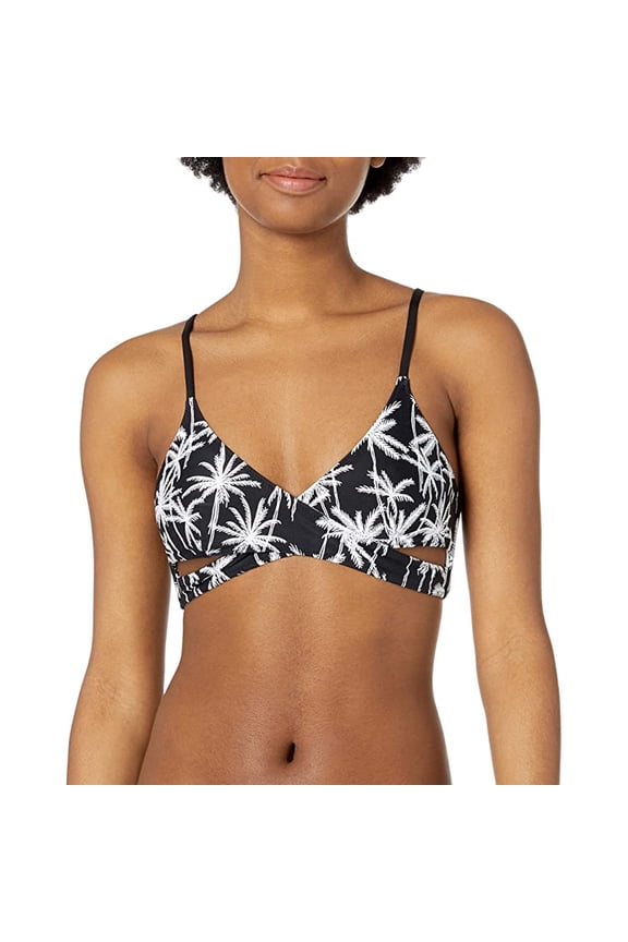 Women's Island Love Reversible Wrap Bikini Top, Black/White, X-Large