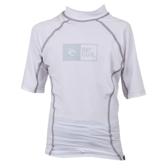 Rip Curl Youth Ripawatu Short Sleeve Rash Guard Shirt, 4, White