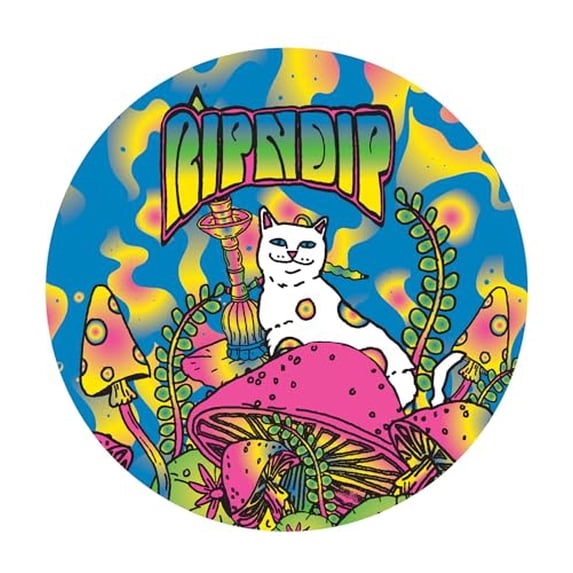 Rip N Dip Mushhrooms psychedelic art Edible Icing Image Cake Topper and cake border side strips (6 Inch Round)