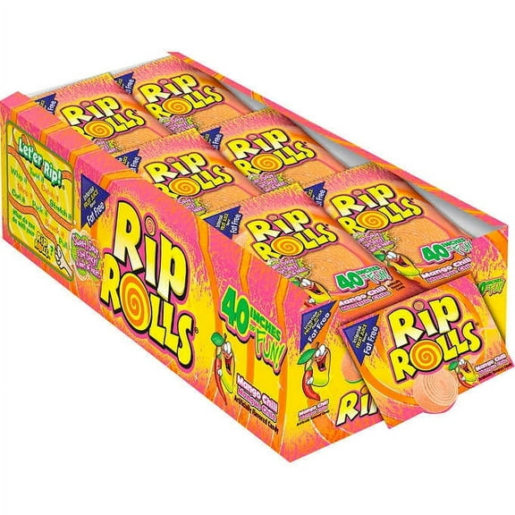Rip Rolls Mango Chili Candy - 1.4 oz Each, Pack of 24 - Sweet, Sour, and Spicy Chewy Rolls