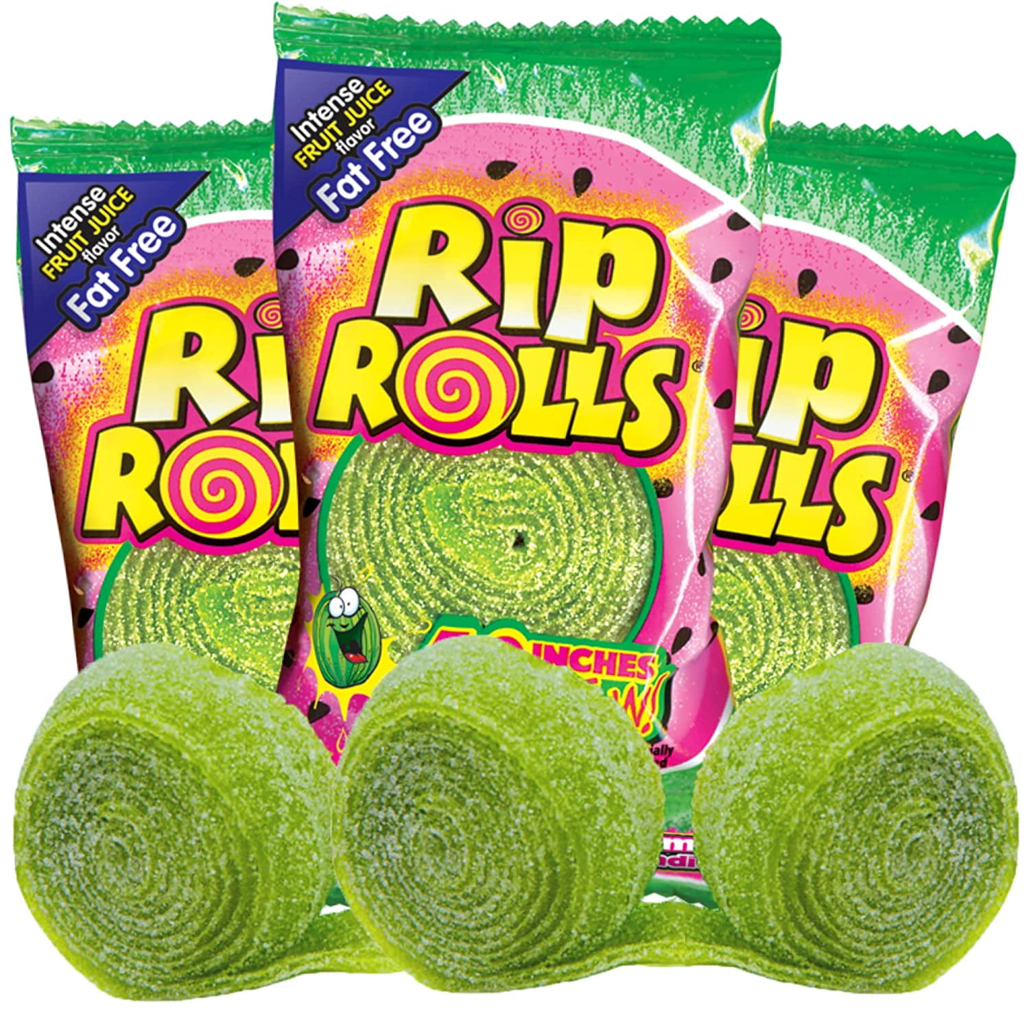 Rip Rolls Sour Candy Rolls, Watermelon Fruit Flavor Fat Free Licorice