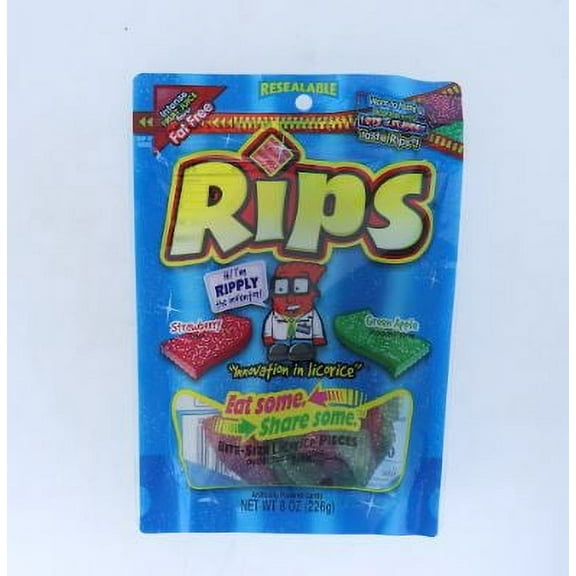 Rip Rolls, Strawberry Green Apple Pouch , Count 1 (8 oz) - Sugar Candy / Grab Varieties & Flavors
