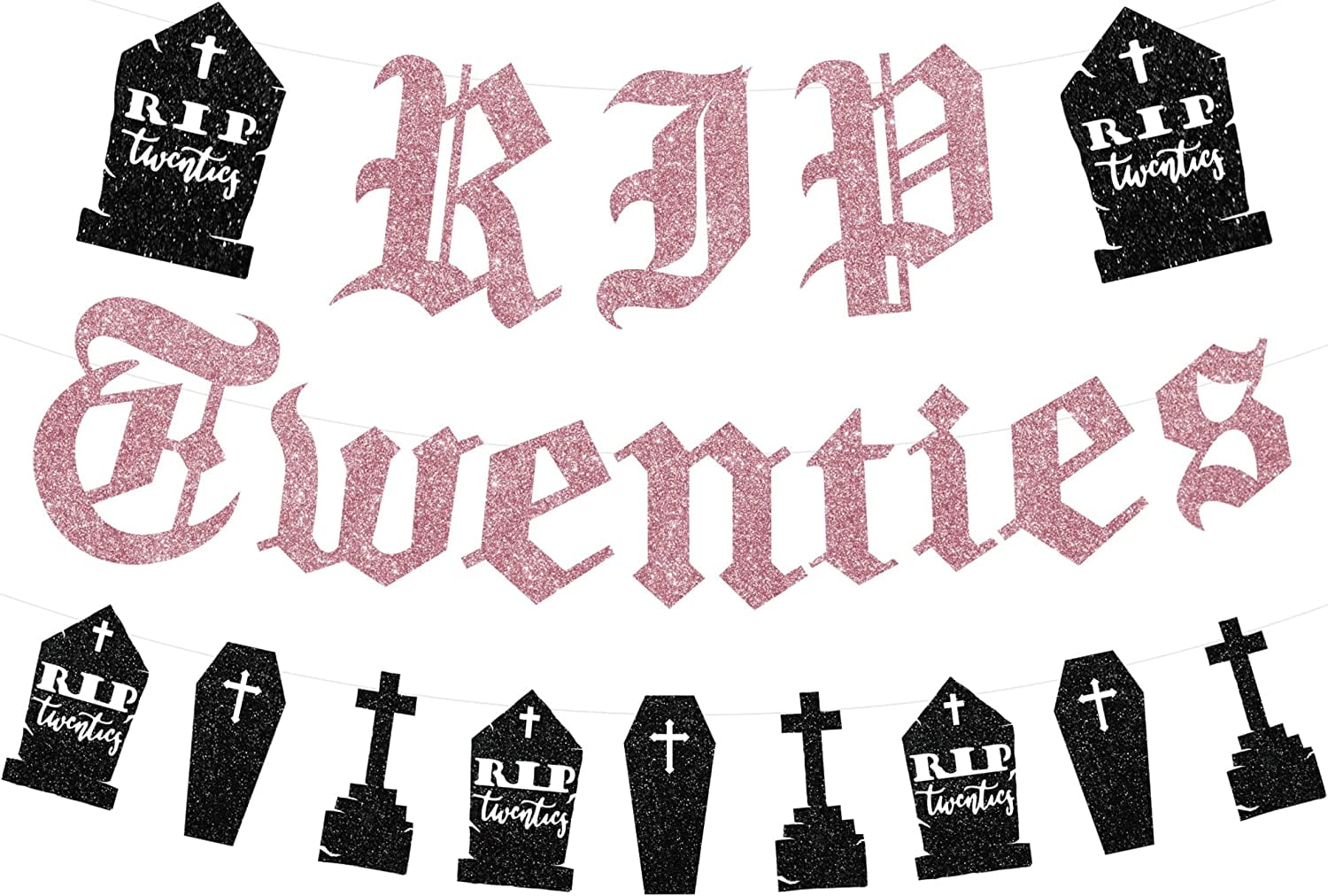 Rip Twenties Banner Rose Gold, Death To My 20s Birthday Party ...