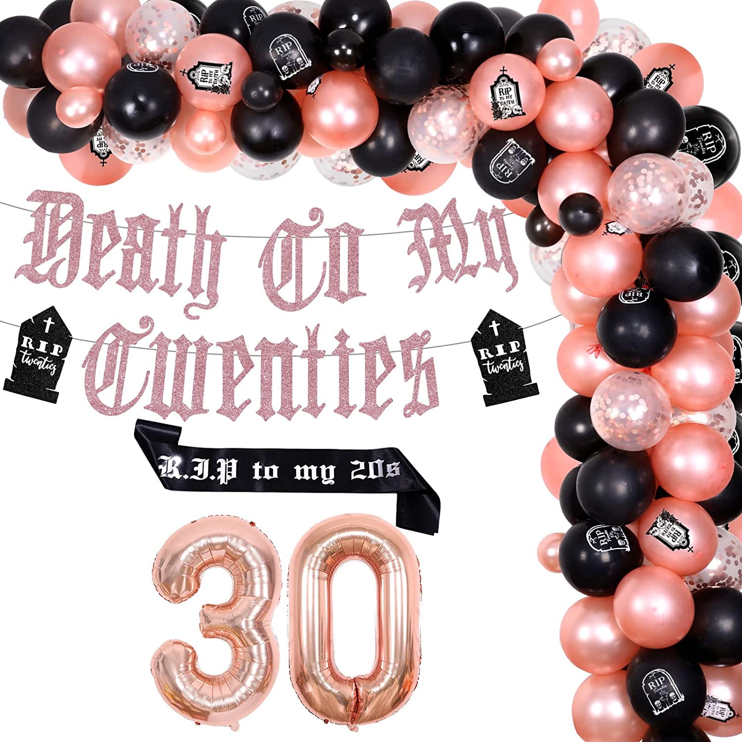 Écharpe RIP To My 20s – Écharpe D'anniversaire – Décorations De Fête Pour 30e Anniversaire | Ruban De Satin Noir