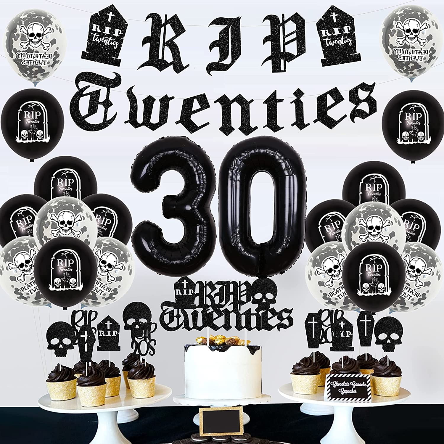 Rip Twenties Birthday Party Decoration Black 30th Birthday Decorations Death To My Youth Birthday Balloons Death to My Twenties Party Decorations 30th Birthday Party for Funeral 30th Birthday
