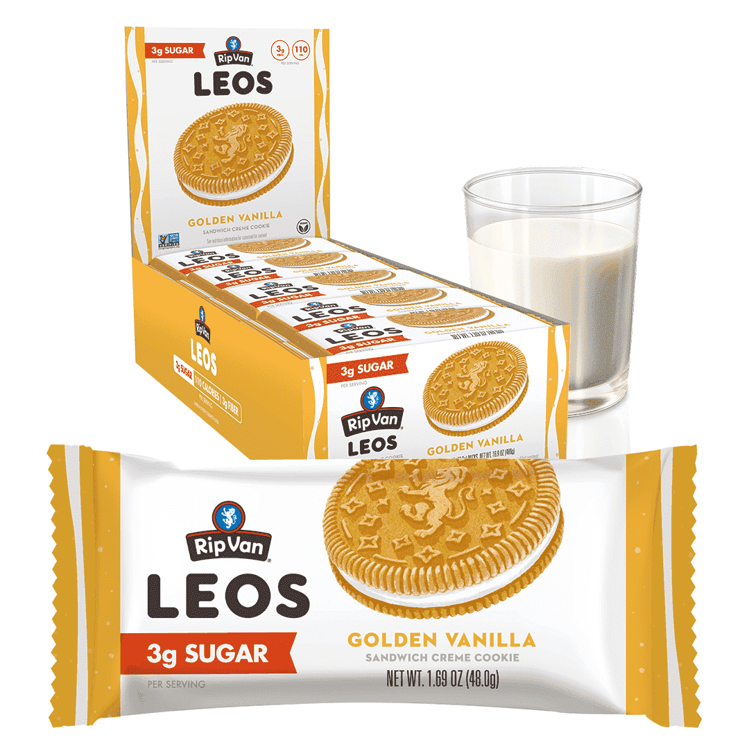 Rip Van Leos  Baked Golden Vanilla Cookies, 2g Sugar, Low Carb, 10 Packs, 40 Cookies (1.69oz Each)