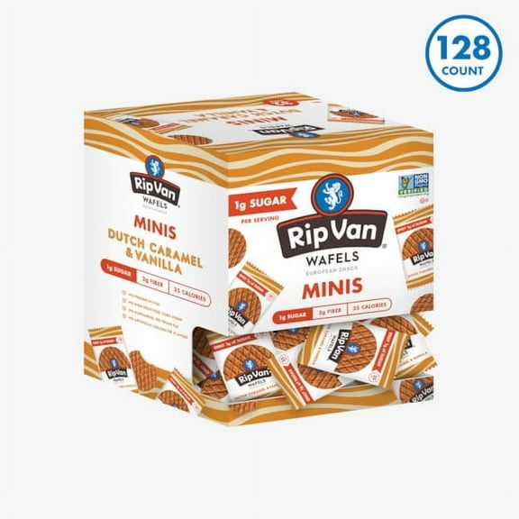 Rip Van Low Sugar Dutch Caramel & Vanilla Wafels, 0.28 Ounces, 4 per case