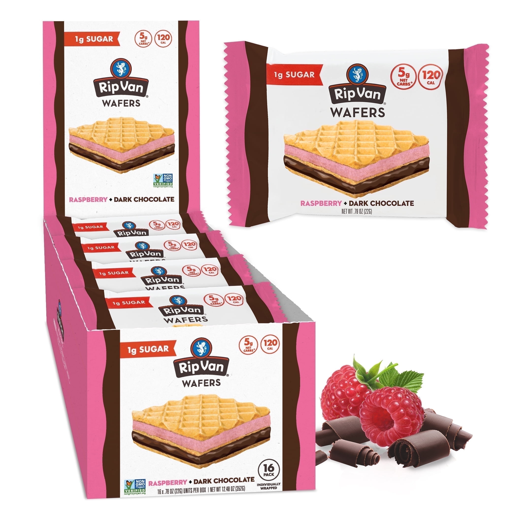 Walmart Coupons of Rip Van Raspberry & Dark Chocolate Wafer Cookies – Non-GMO, Keto, Low Carb, Vegan – 16 Count