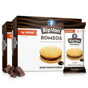 Rip Van Romeos Dark Chocolate Fudge Cookies - Low Sugar Baked Cookies - Healthy Keto Snack - Individual 2 packs (18 Count)
