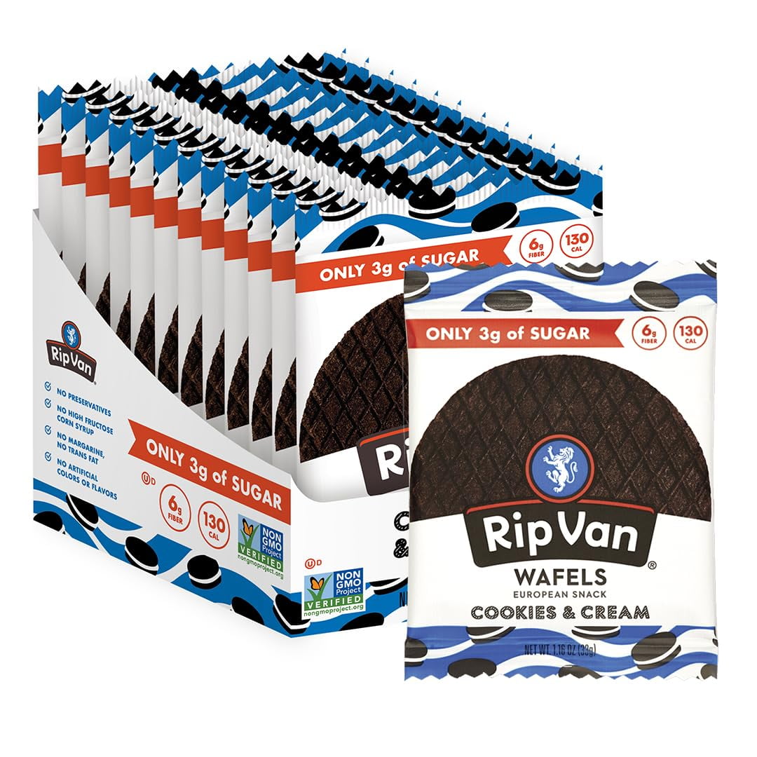 Rip Van Wafels Cookies YPF5 & Cream Stroopwafels Healthy Snacks Non