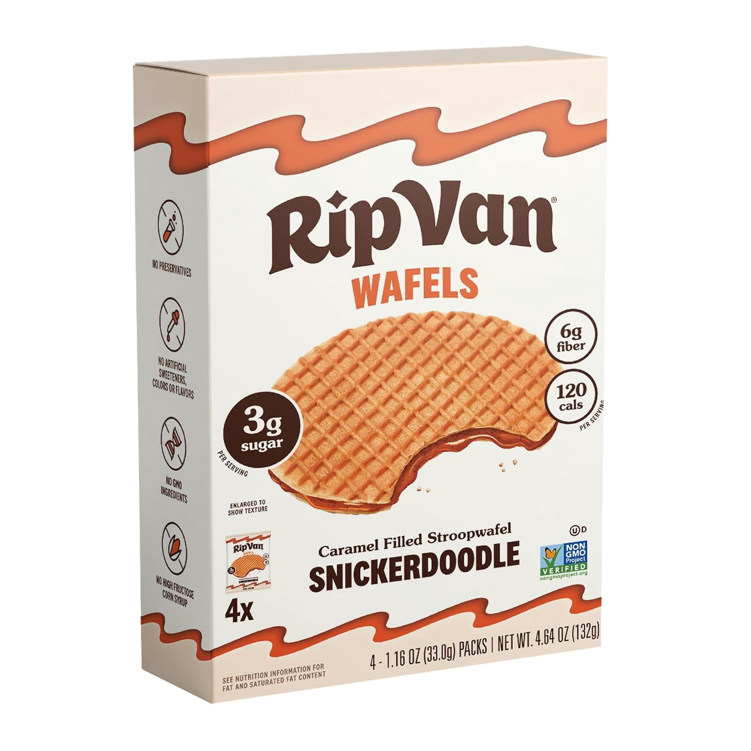 Rip Van Wafels, Snickerdoodle, 4 Pack, 1.16 oz Pack of 3 - Walmart.com