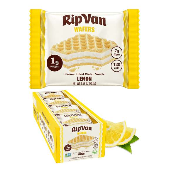Rip Van Wafers Lemon Cookies, Vegan, Keto Friendly, Low Sugar, Low Carb, 16 Count