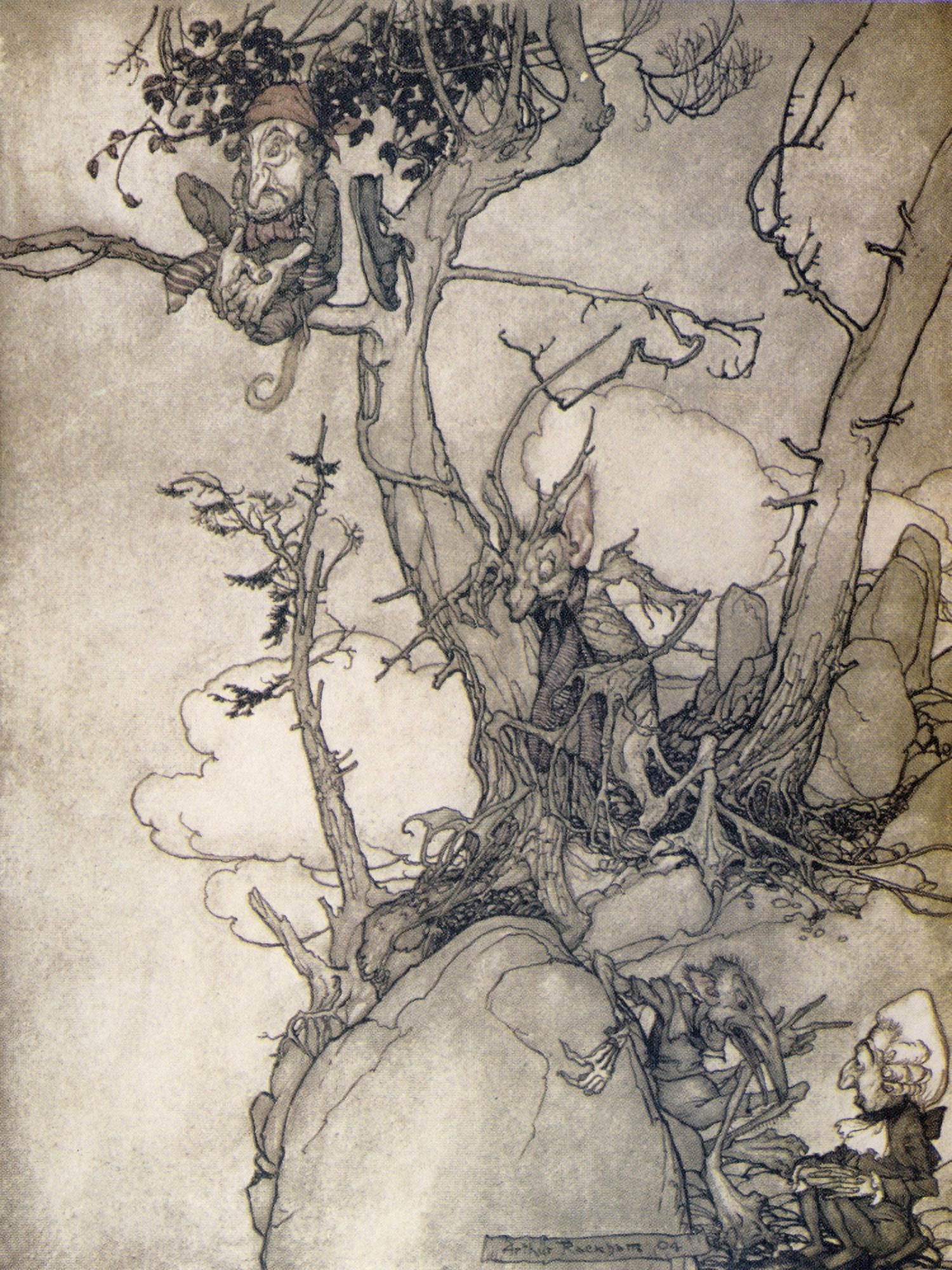 Rip Van Winkle 1905 Catskill mountains Canvas Art - A Rackham (18 x 24)
