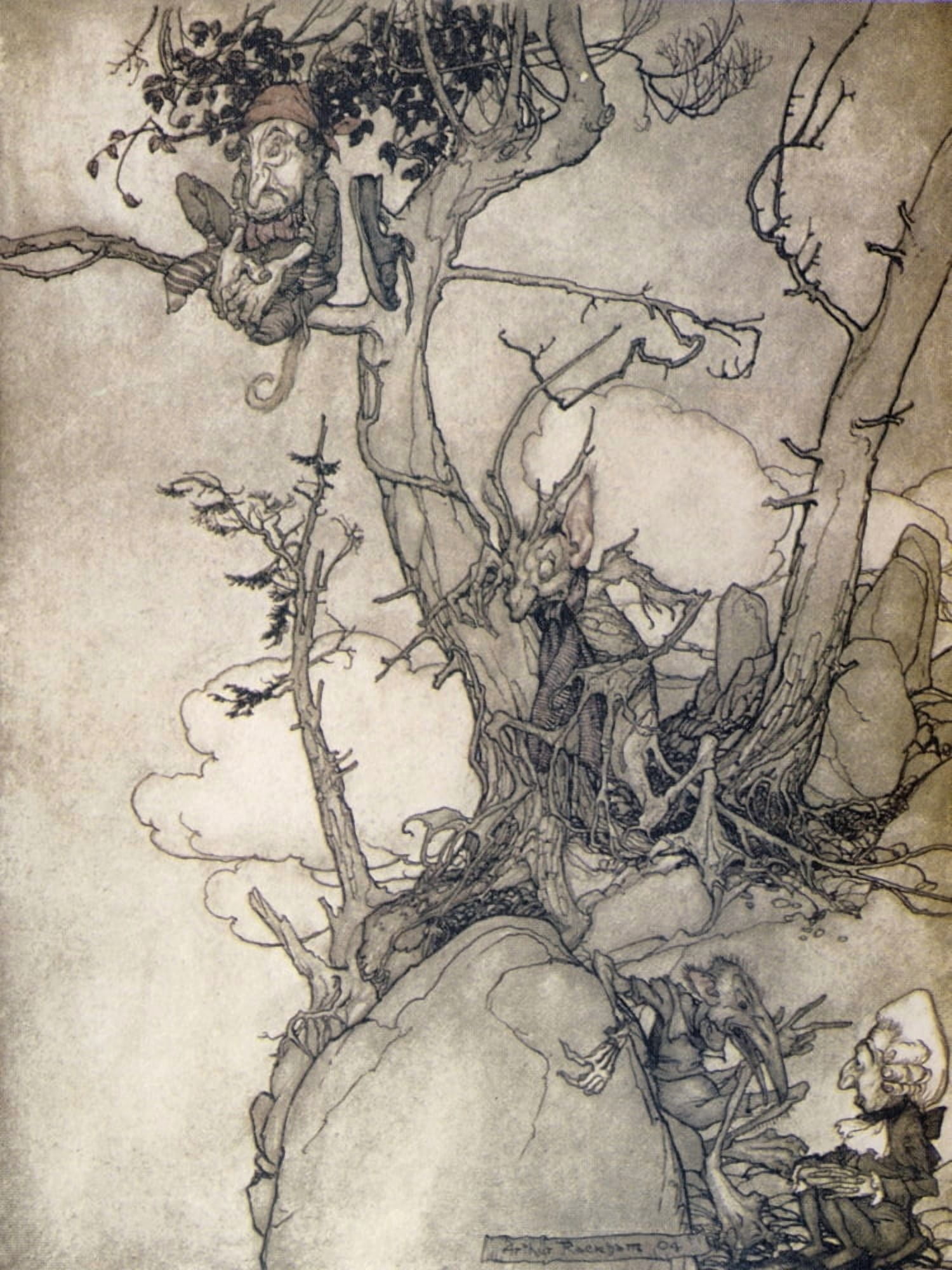 Rip Van Winkle 1905 Catskill mountains Canvas Art - A Rackham (24 x 36)