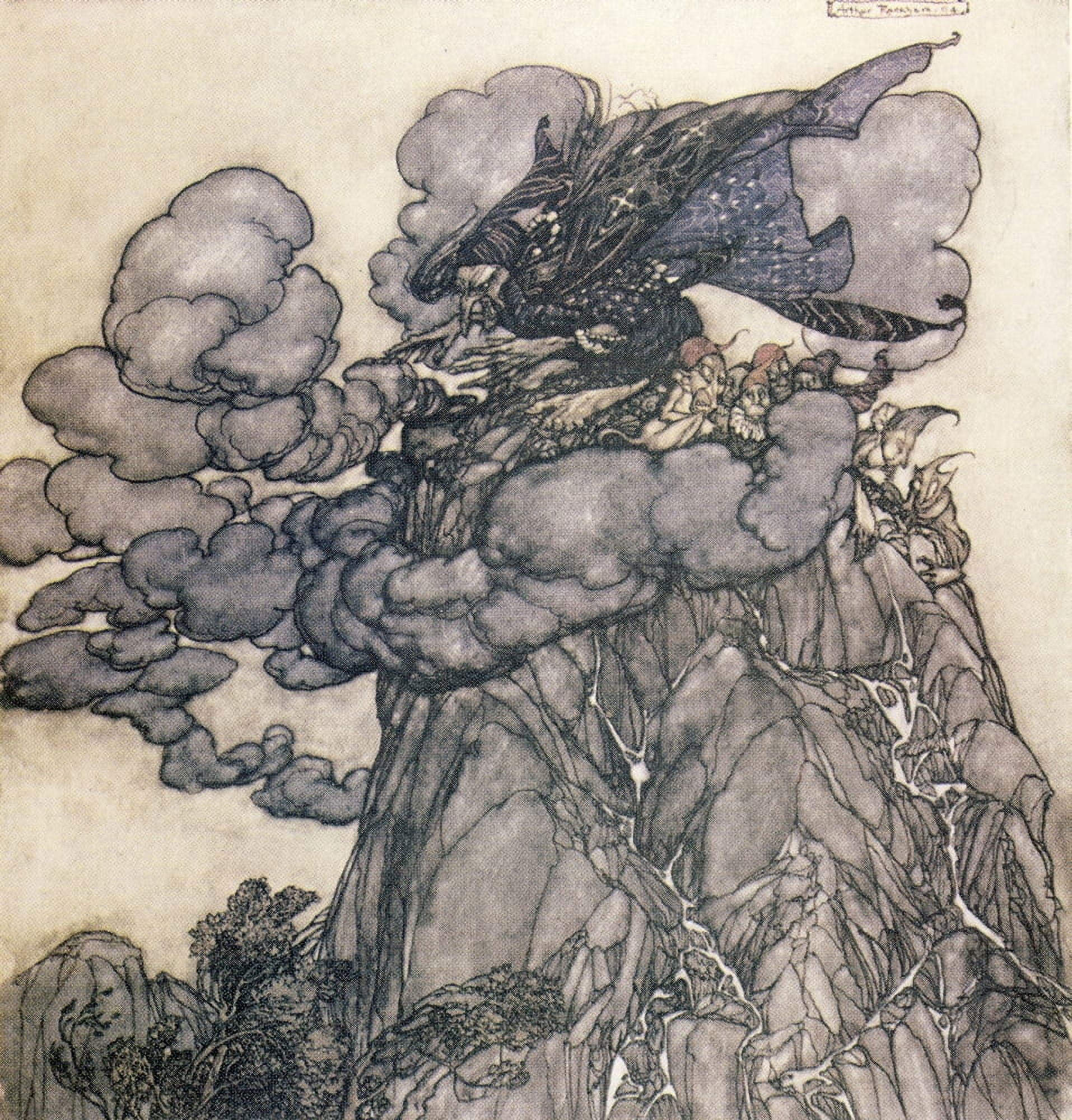 Rip Van Winkle 1905 Clouds black as ink Canvas Art - A Rackham (24 x 36)