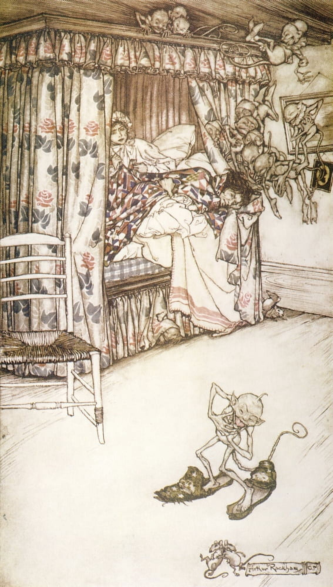 Rip Van Winkle 1905 Curtain lecture Canvas Art - A Rackham (24 x 36)
