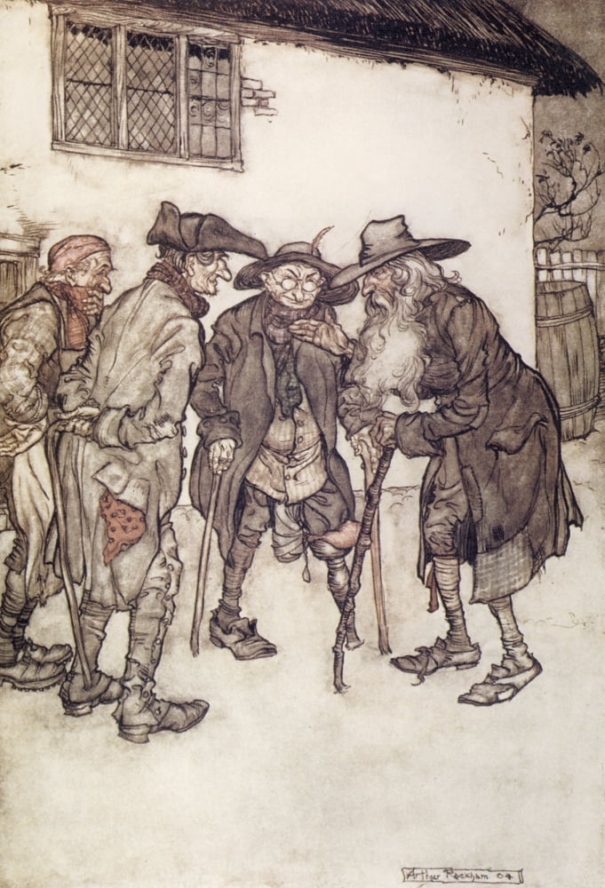 Rip Van Winkle 1905 Former cronies Canvas Art - A Rackham (18 x 24)