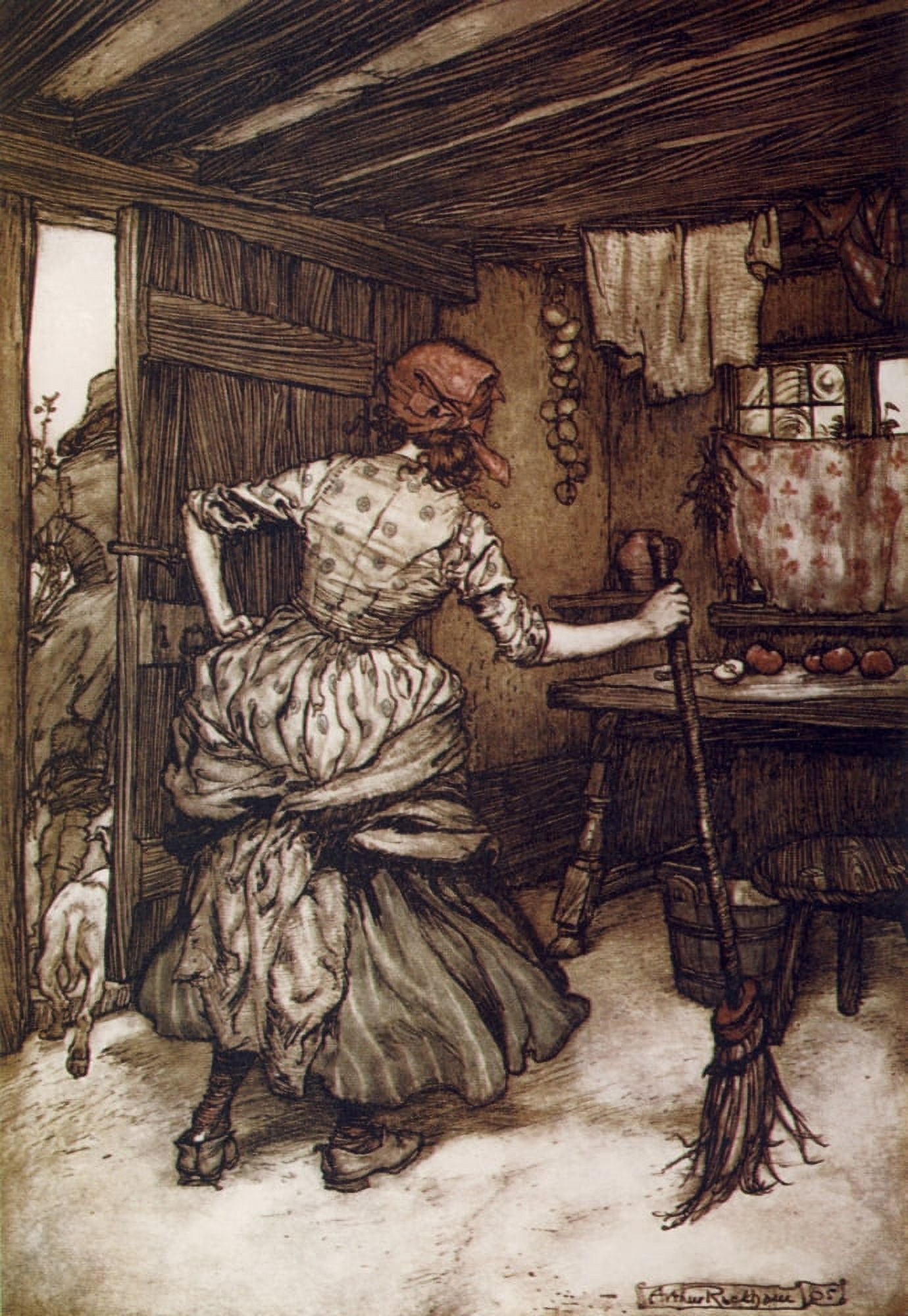 Rip Van Winkle 1905 Henpecked husband Canvas Art - A Rackham (18 x 24)