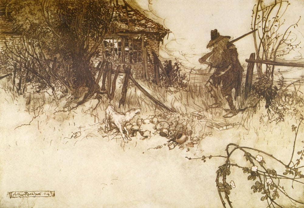 Rip Van Winkle 1905 My dog forgotten me Canvas Art - A Rackham (24 x 36)