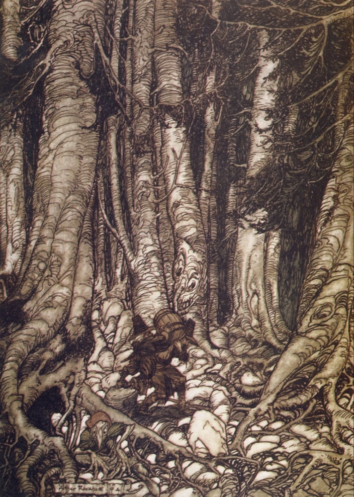 Rip Van Winkle 1905 Narrow gully Canvas Art - A Rackham (18 x 24)