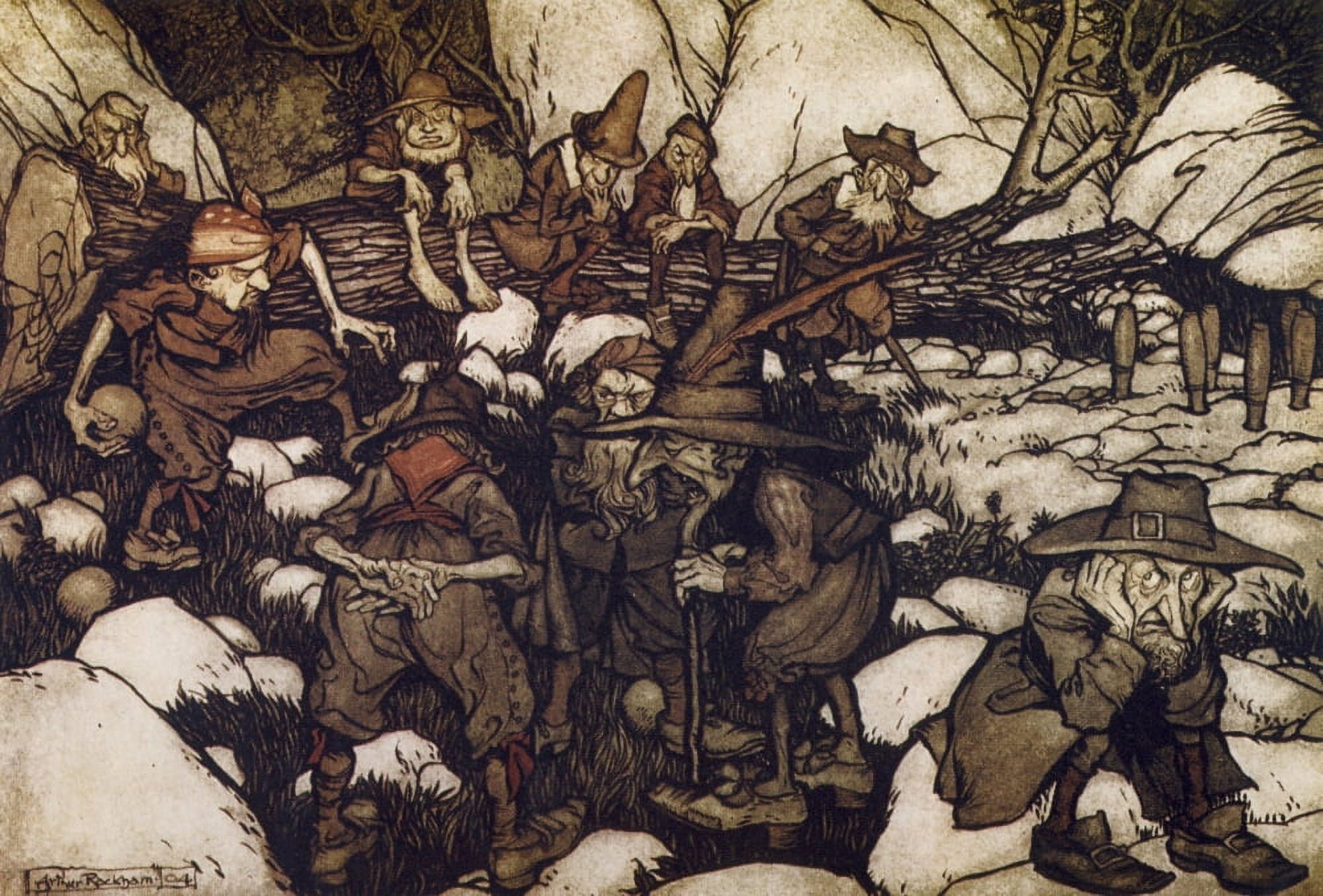 Rip Van Winkle 1905 Odd-looking persons Canvas Art - A Rackham (18 x 24)