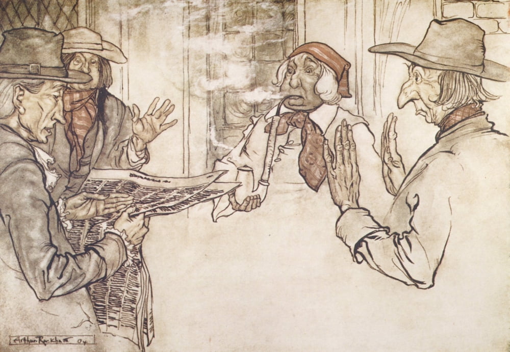 Rip Van Winkle 1905 Smoked pipe vehemently Canvas Art - A Rackham (18 x 24)