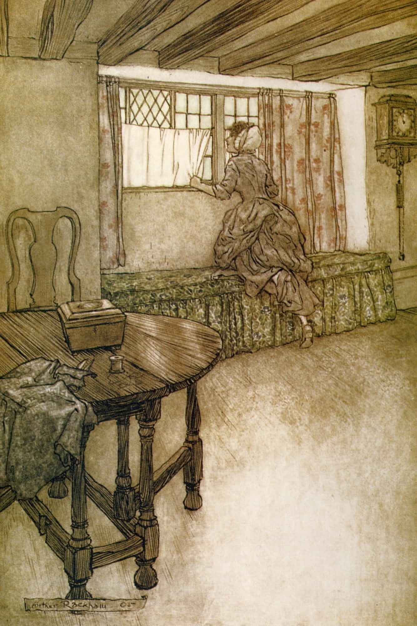 Rip Van Winkle 1905 Strange faces at window Canvas Art - A Rackham (24 x 36)