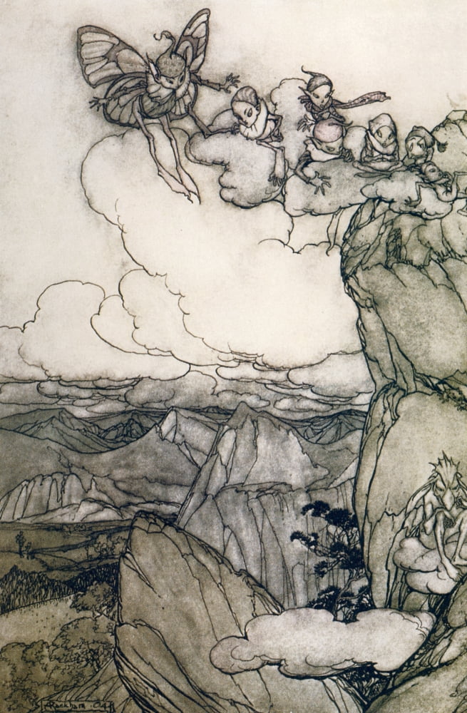 Rip Van Winkle 1905 These Fairy mountains Canvas Art - A Rackham (24 x 36)