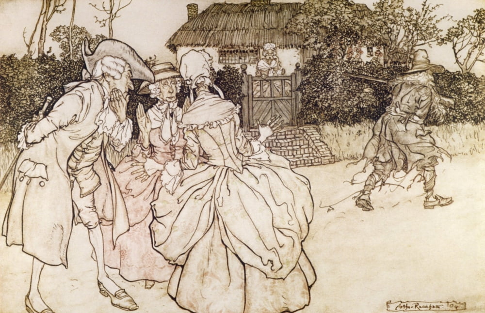 Rip Van Winkle 1905 They stroked their chins Canvas Art - A Rackham (24 x 36)