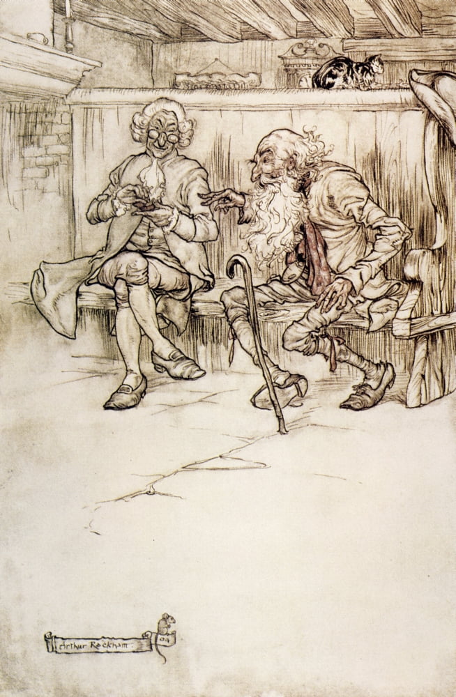 Rip Van Winkle 1905 Venerable old man Canvas Art - A Rackham (18 x 24)
