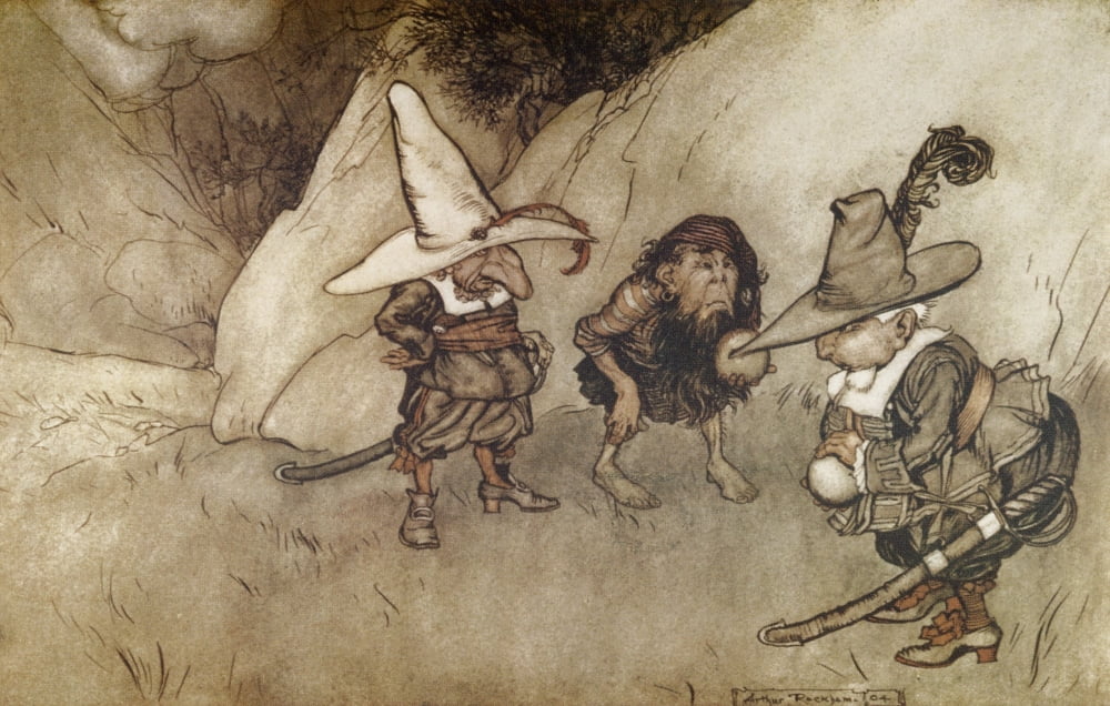 Rip Van Winkle 1905 Visages peculiar Canvas Art - A Rackham (18 x 24)