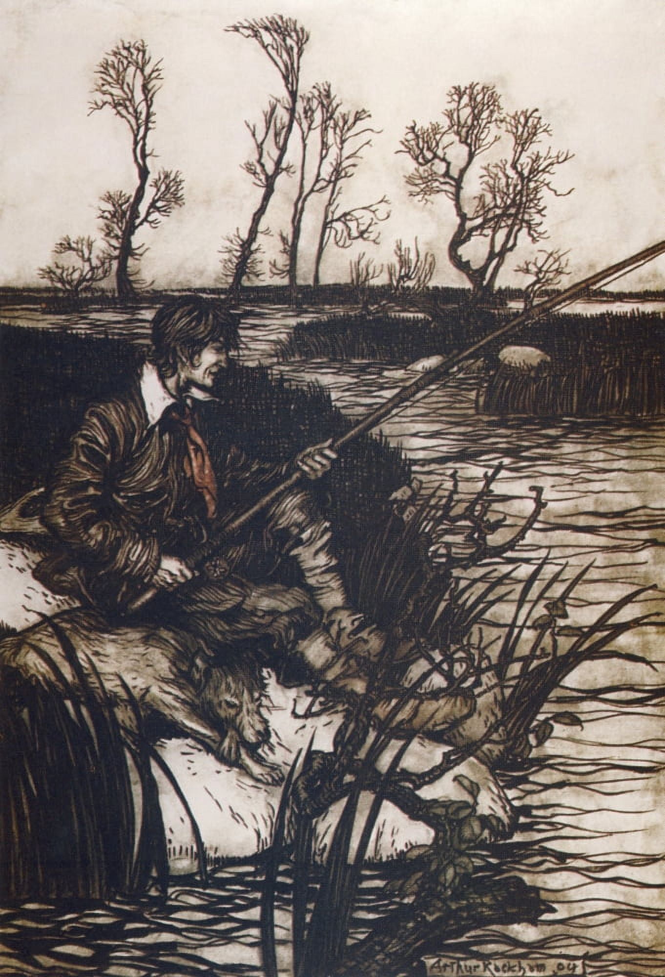 Rip Van Winkle 1905 Would fish all day Canvas Art - A Rackham (18 x 24)