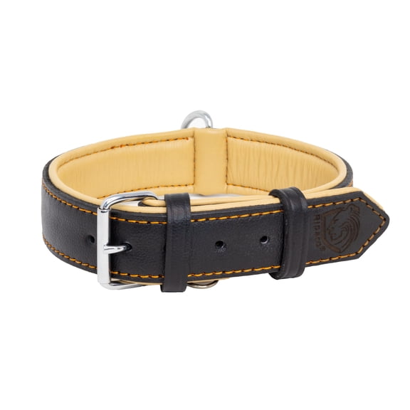 Riparo Genuine Leather Padded Dog Heavy Duty K-9 Adjustable Pet Collar for Medium, Large and Extra Large Dogs