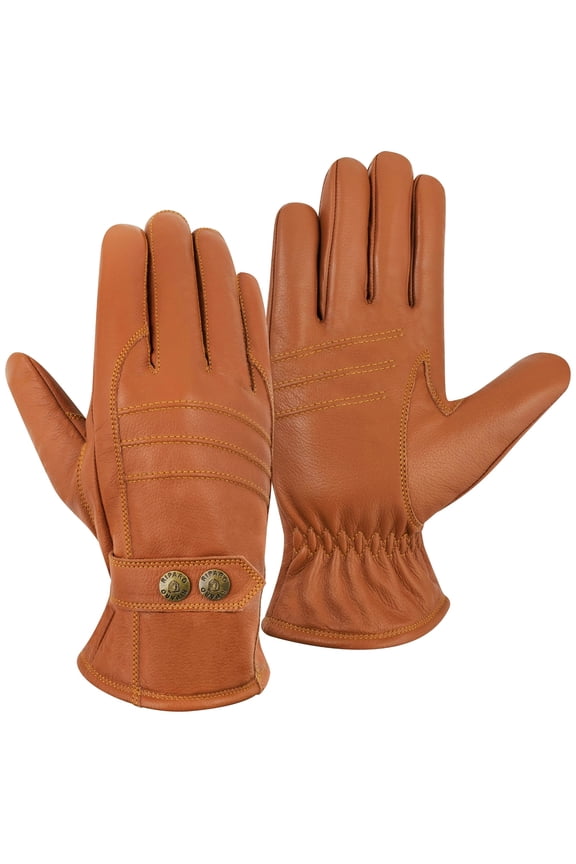 Men's Winter Nappa Leather Dress Driving Riding Gloves Fleece Lining for Men