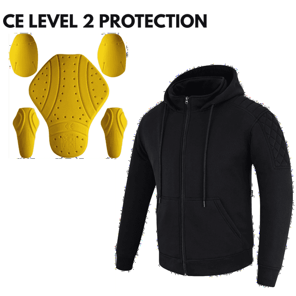Riparo Motorcycle Riding Hoodie Jacket for Men Women, Aramid Lined, Removable CE Level 2 Protectors for Back Shoulders Elbows