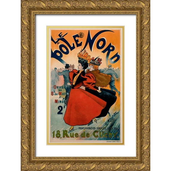 Ripart, Georges 22x32 Gold Ornate Wood Framed with Double Matting Museum Art Print Titled - Le Pole Nord