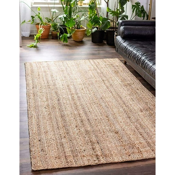 Ripaz Vogue Jute Rug Hand Woven Rectangle Beige Living Room Area Rug (2X6 Ft)