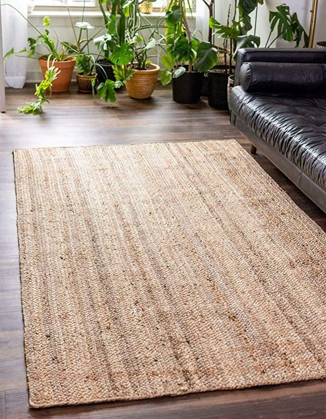 Ripaz Vogue Jute Rug Hand Woven Rectangle Beige Living Room Area Rug ...