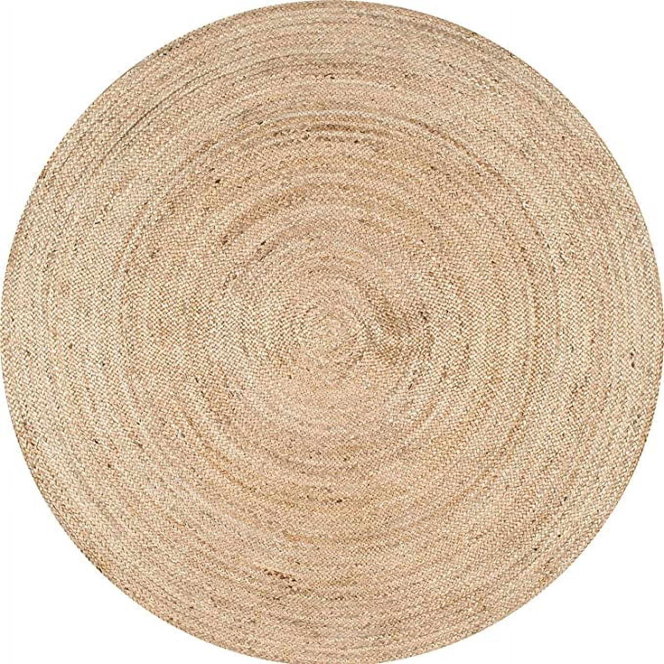 Ripaz Vogue Natural Jute Rug Beige Round Braided Jute Area Rug