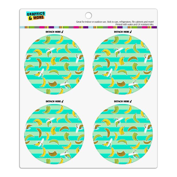 Ripe Bananas Pattern Refrigerator Fridge Locker Vinyl Circle Magnet Set