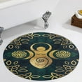 thumbnail image 1 of Riple Goddess with Triskele - Gold on Shimmer Green Round Carpet Circle Rug Outdoor Patio Area Rug Washable Large Area Rugs Hallway Room Decor Fitness Mats, 1 of 8