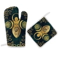 thumbnail image 1 of Riple Goddess with Triskele - Gold on Shimmer Green Oven Gloves And Pots Stand Set Oven Gloves And Pot Racks Pot Racks And Oven Gloves Set, 1 of 9