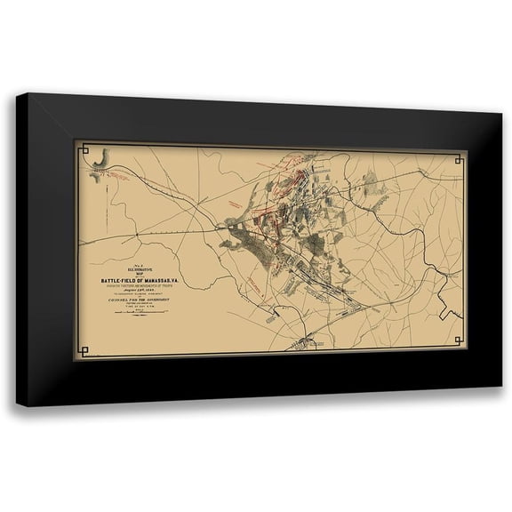Ripley 24x14 Black Modern Framed Museum Art Print Titled - Manassas Battlefield Virginia - Ripley 1862