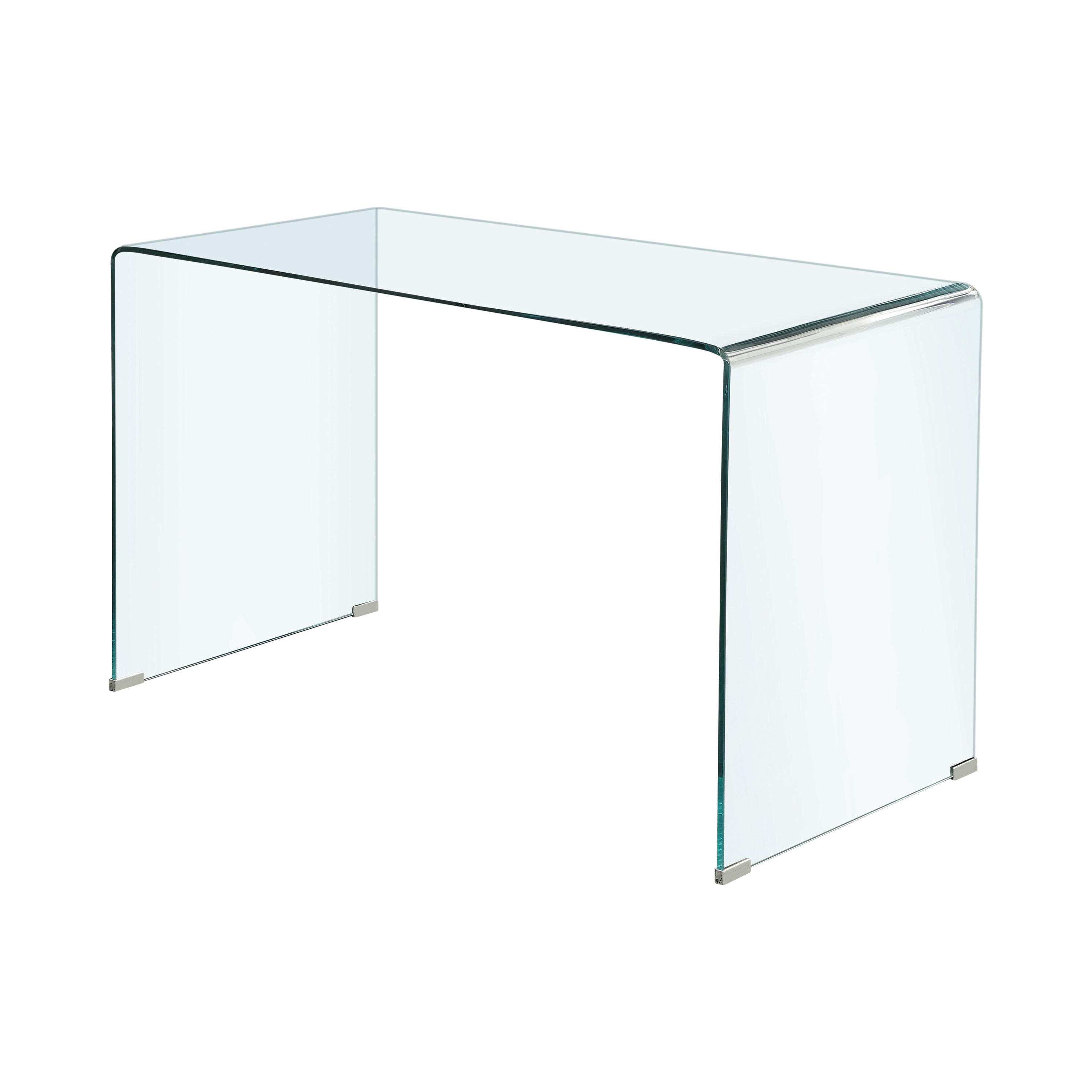 Ripley Minimalist Office Writing Desk with Clear Tempered Glass Top and Metal Floor Protectors Walmart