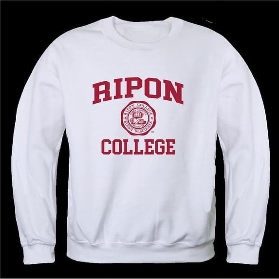 Ripon College Red Hawks Seal Crewneck Sweatshirt, White - Medium