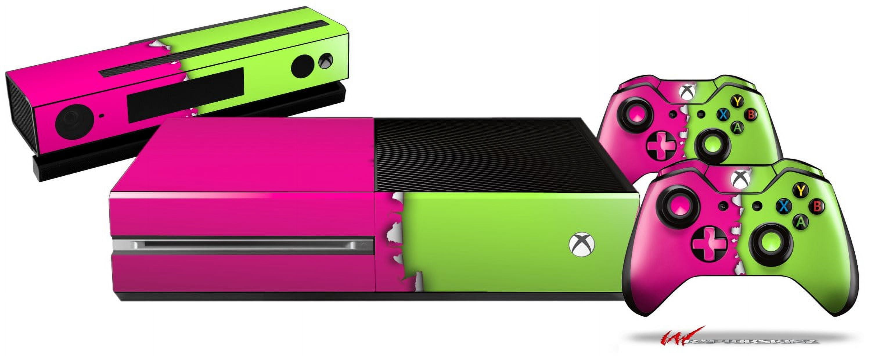 Smooth Fades Neon Teal & Hot Pink WraptorSkinz Vinyl Skin Wrap For XBOX One Original Console, Kinect & 2 Controllers