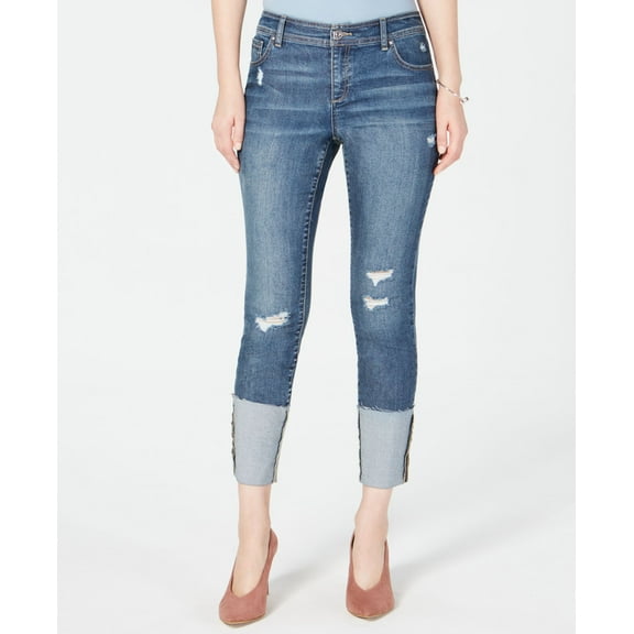 Ripped Cuffed Skinny Jeans Lolita Wash 13