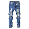 thumbnail image 1 of Ripped Denim Jeans for Boys Boy's Skinny Fit Distressed Blue Jeans for Boys Back to School Clothes Boys Clothing Size 9-10 Years, 1 of 8