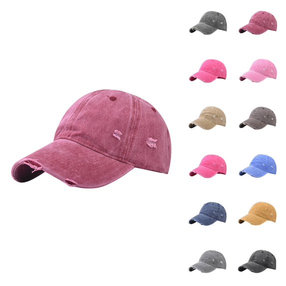 Ripped Distressed Baseball Cap Women Men Summer Adjustable Size Outdoor Sun Hat